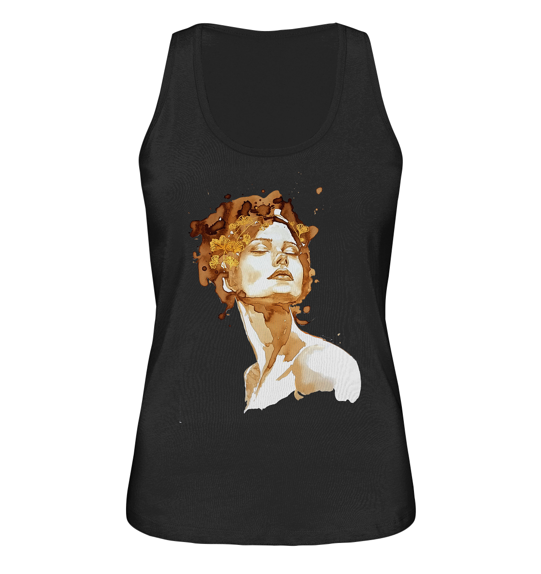 Kaffeemotiv Portrait mit Ginko - Ladies Organic Tank-Top