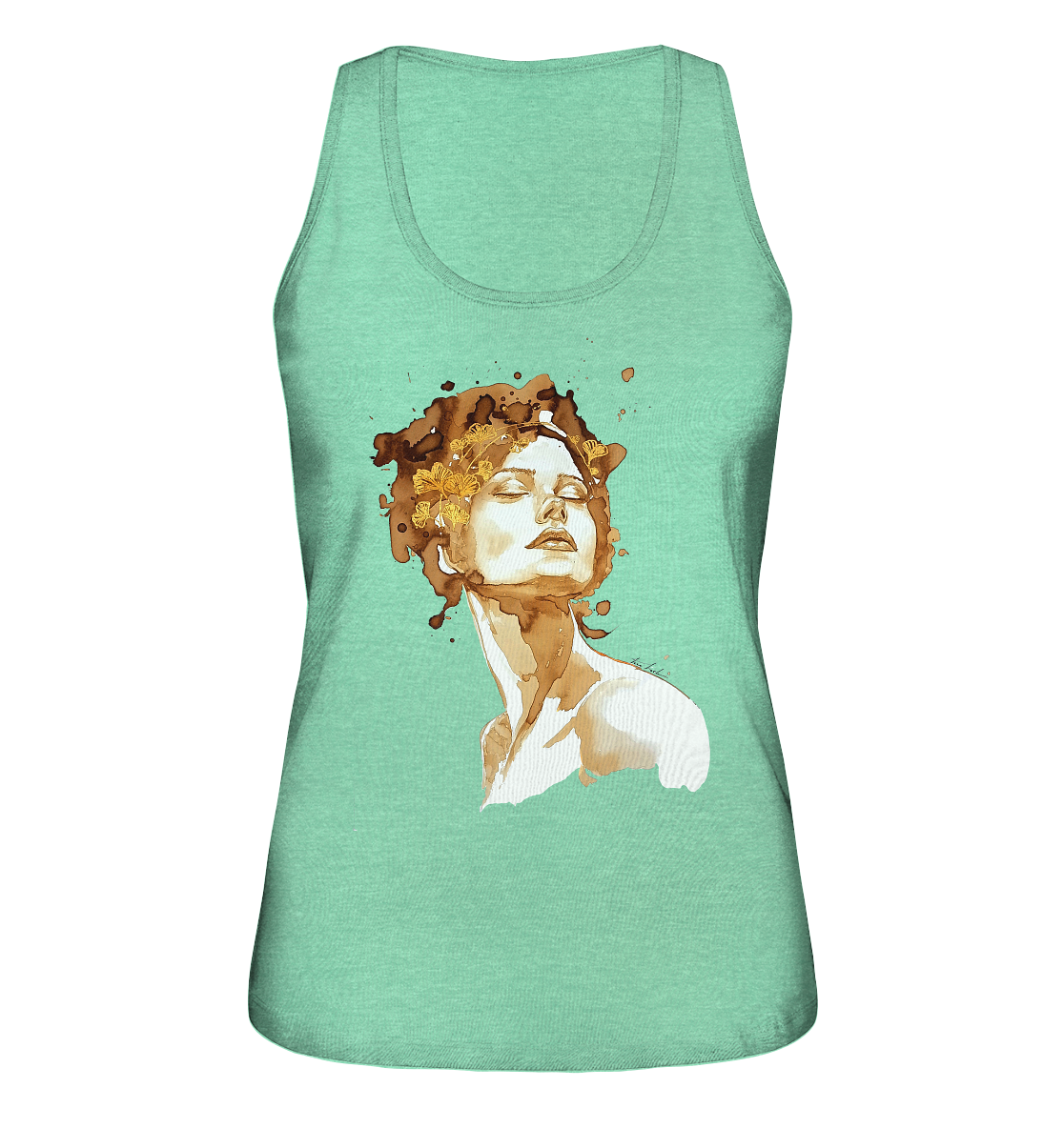 Kaffeemotiv Portrait mit Ginko - Ladies Organic Tank-Top