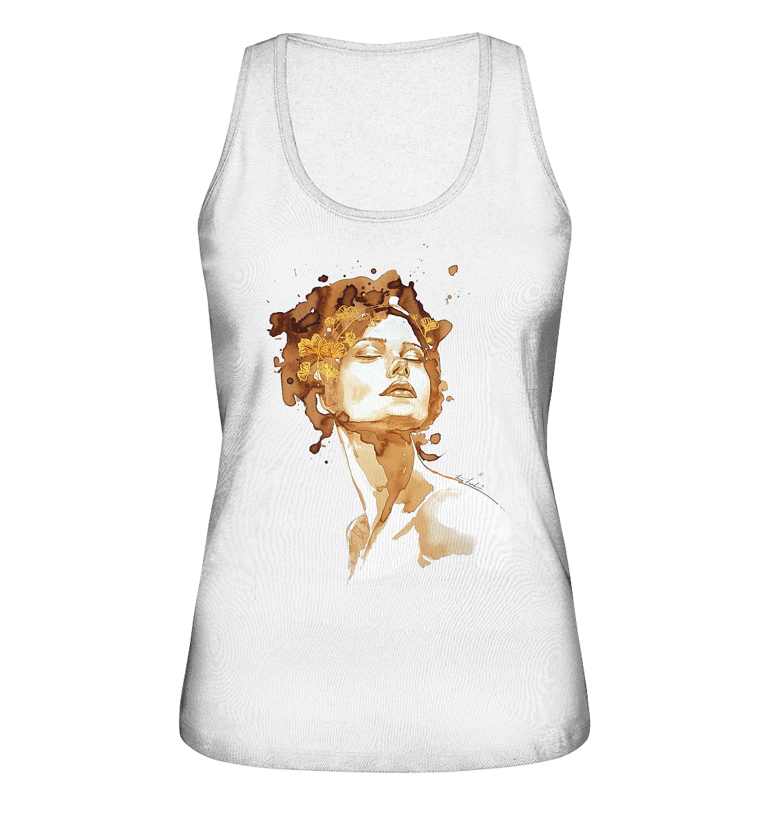 Kaffeemotiv Portrait mit Ginko - Ladies Organic Tank-Top