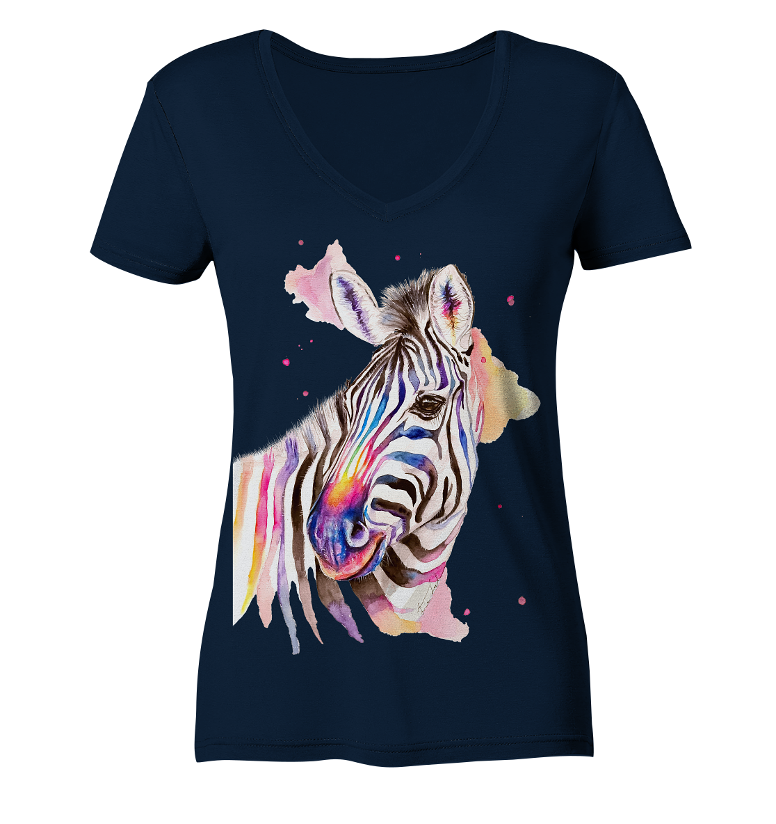 Buntes Zebra - Ladies Organic V-Neck Shirt