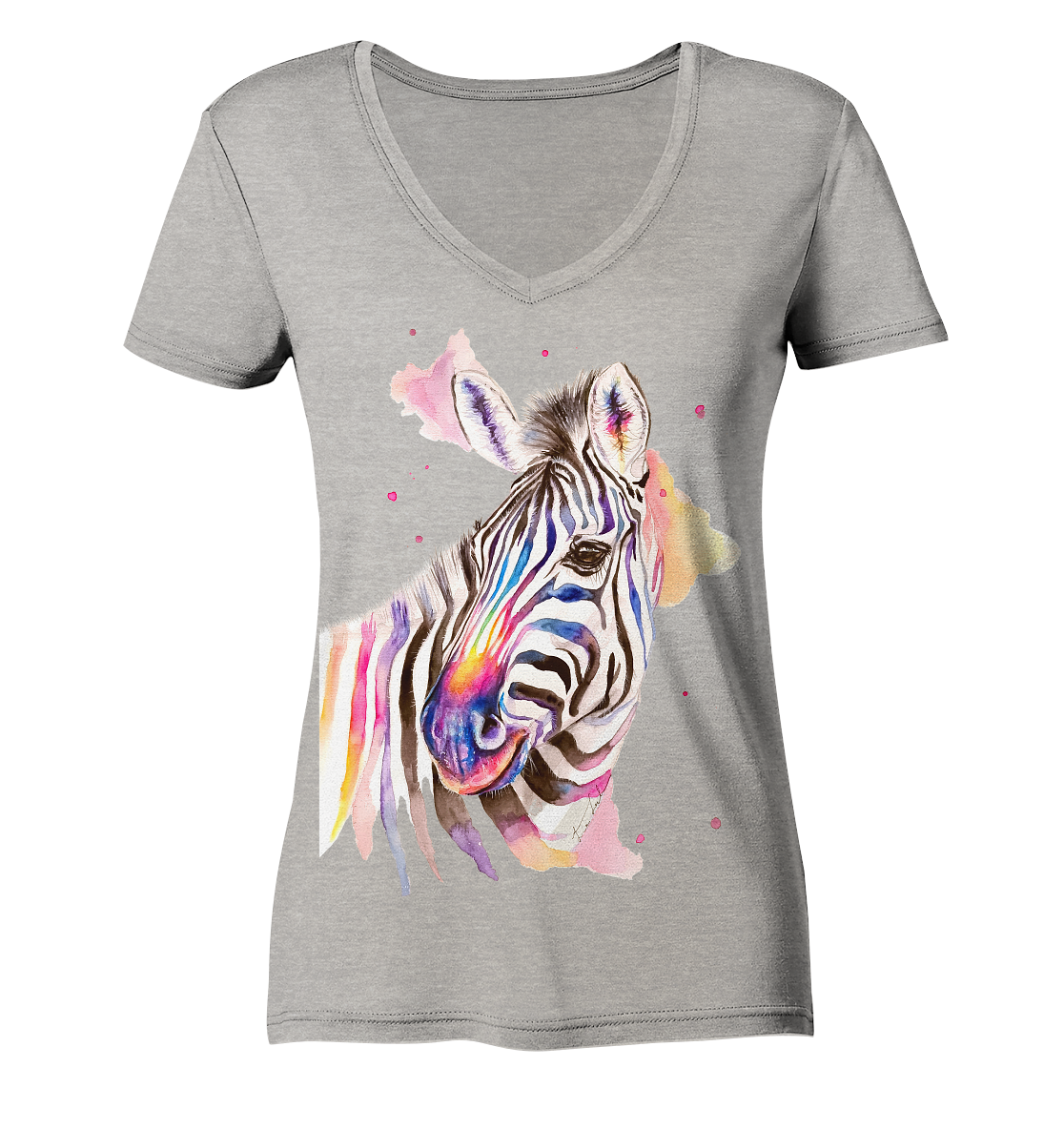 Buntes Zebra - Ladies Organic V-Neck Shirt