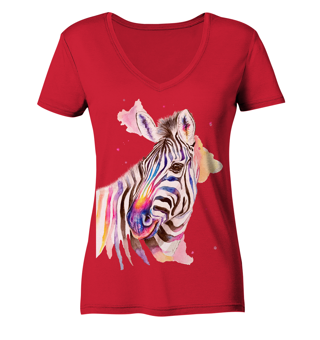 Buntes Zebra - Ladies Organic V-Neck Shirt