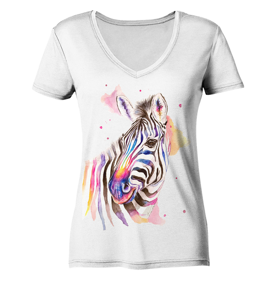 Buntes Zebra - Ladies Organic V-Neck Shirt