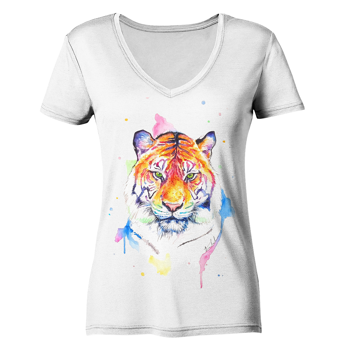 Bunter Tiger - Ladies Organic V-Neck Shirt