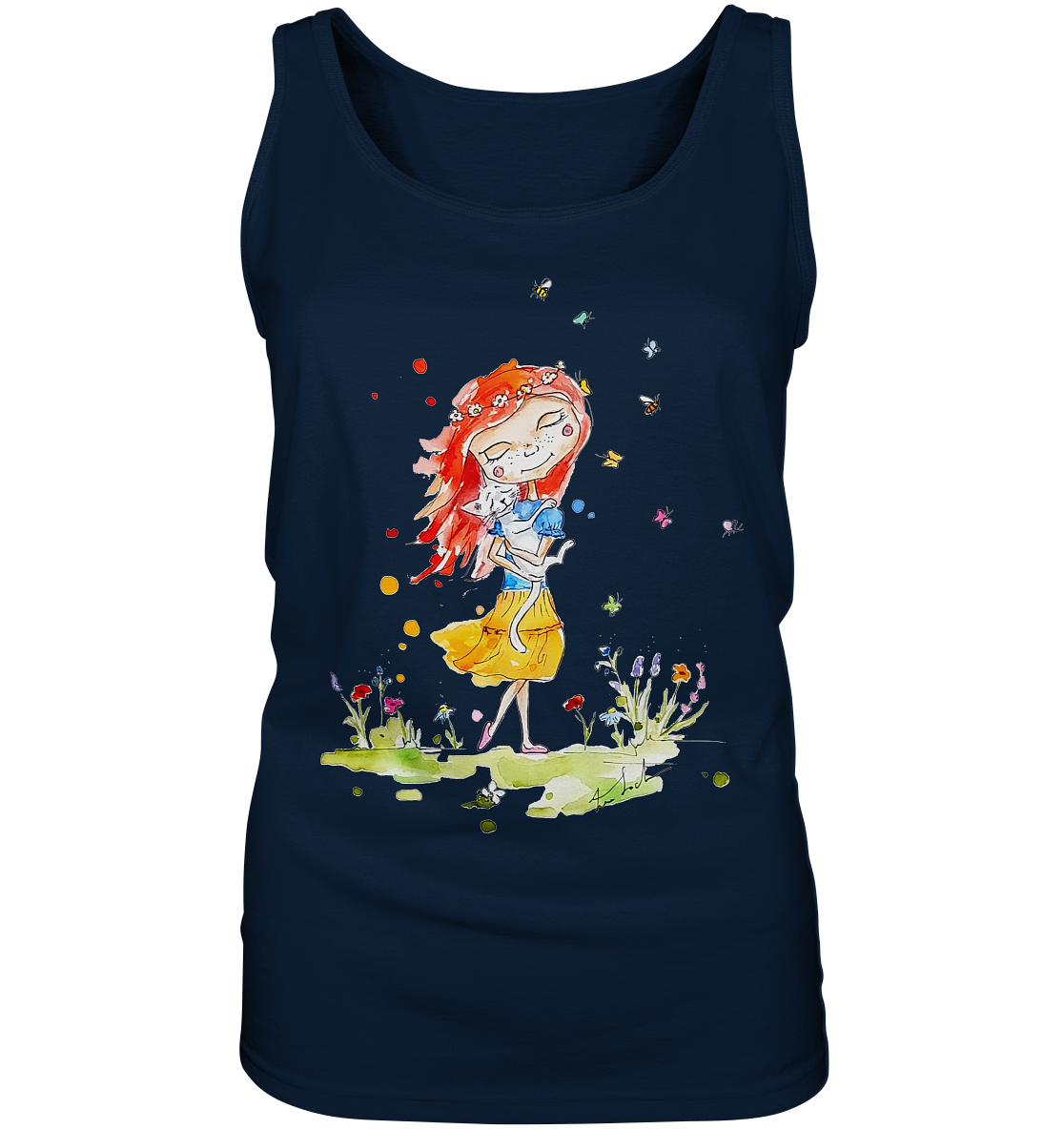 Sommerliches Mädchen mit Katze - Ladies Tank-Top