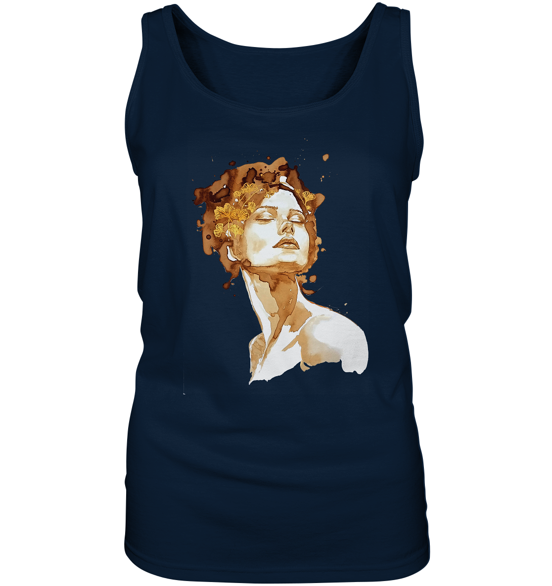 Kaffeemotiv Portrait mit Ginko - Ladies Tank-Top