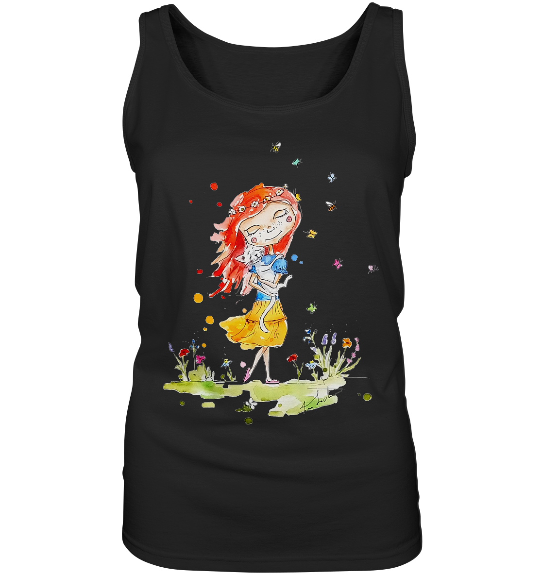 Sommerliches Mädchen mit Katze - Ladies Tank-Top