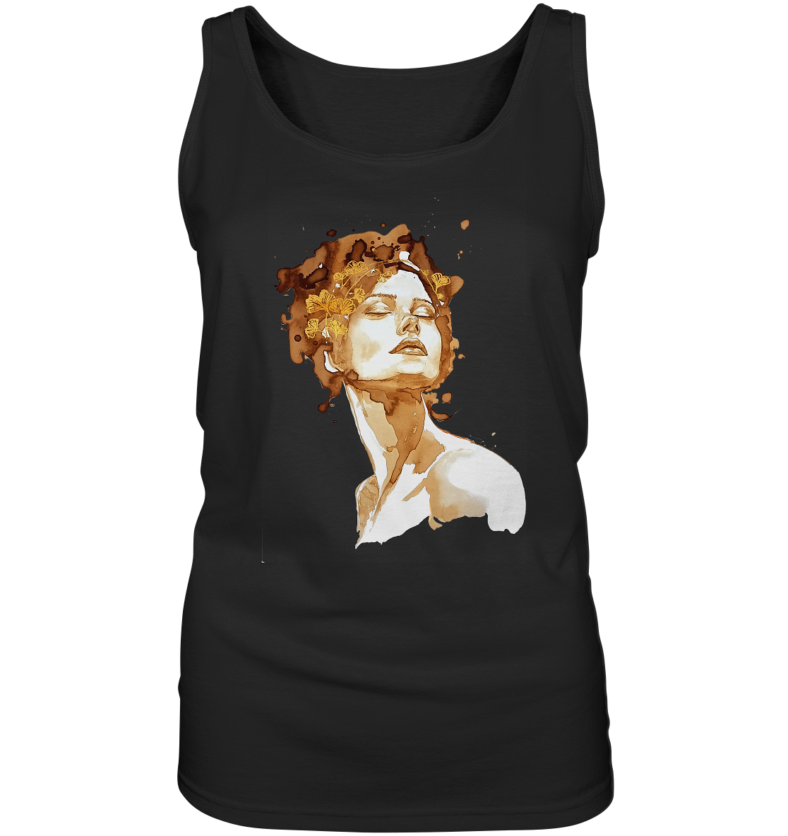 Kaffeemotiv Portrait mit Ginko - Ladies Tank-Top