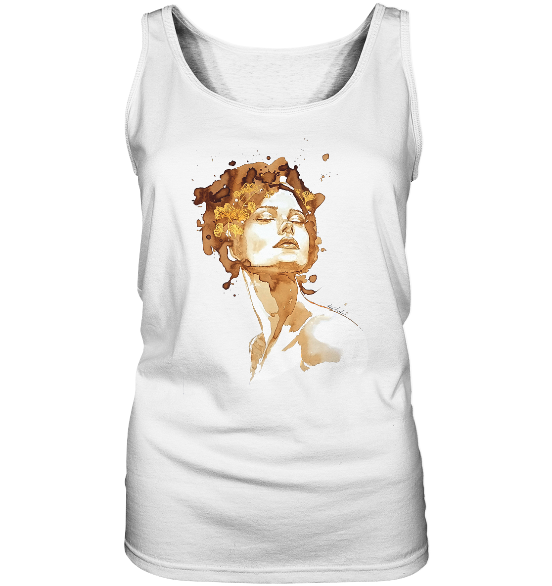 Kaffeemotiv Portrait mit Ginko - Ladies Tank-Top