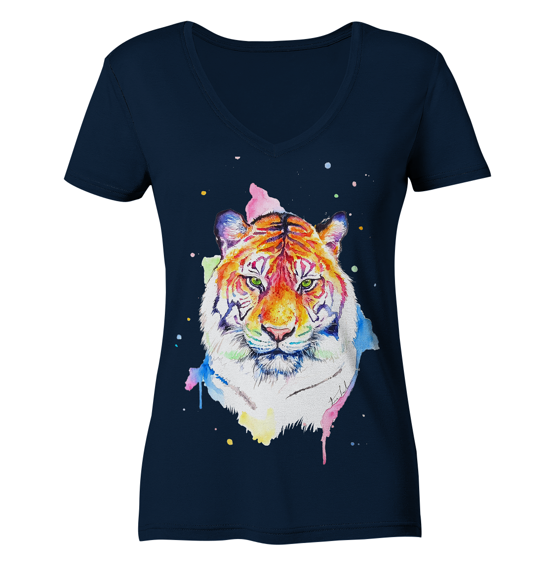 Bunter Tiger - Ladies V-Neck Shirt