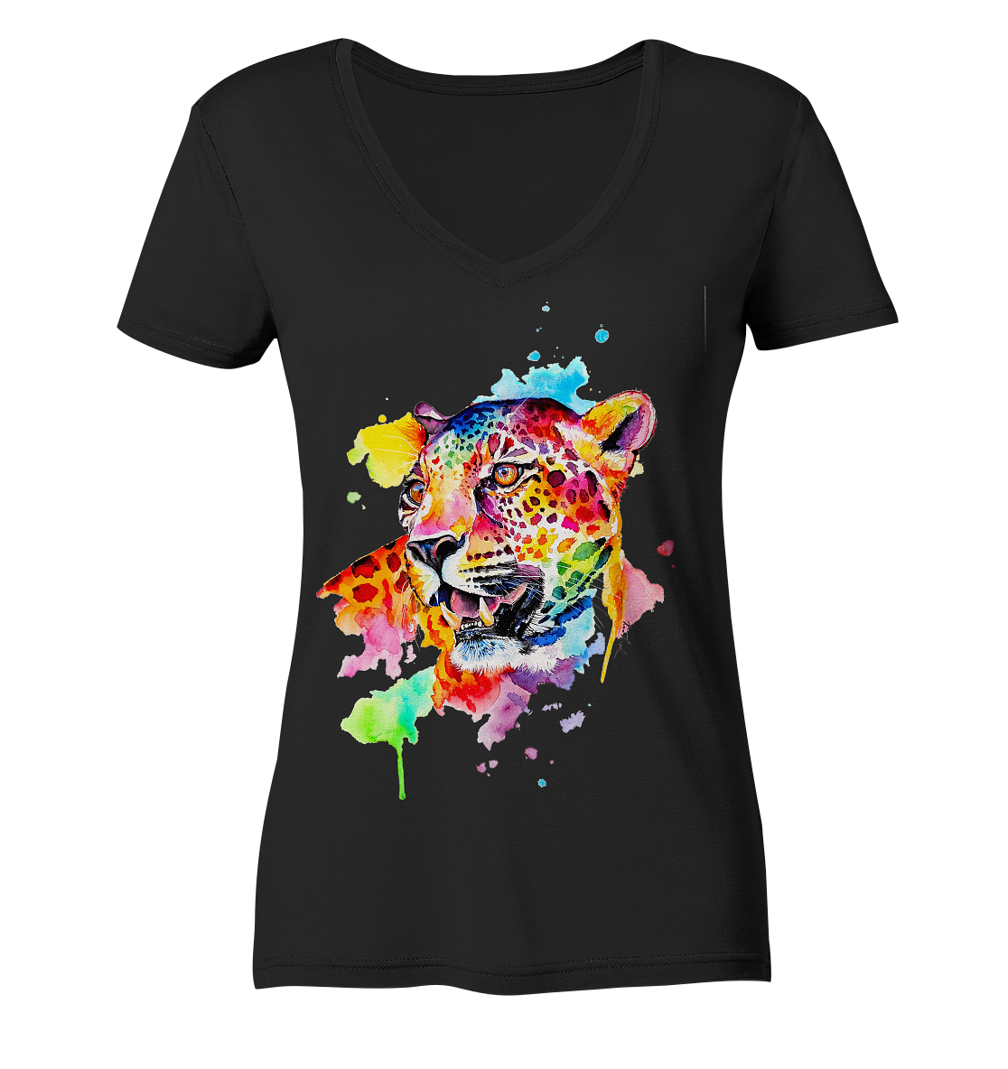 Bunter Leopard  - Ladies V-Neck Shirt