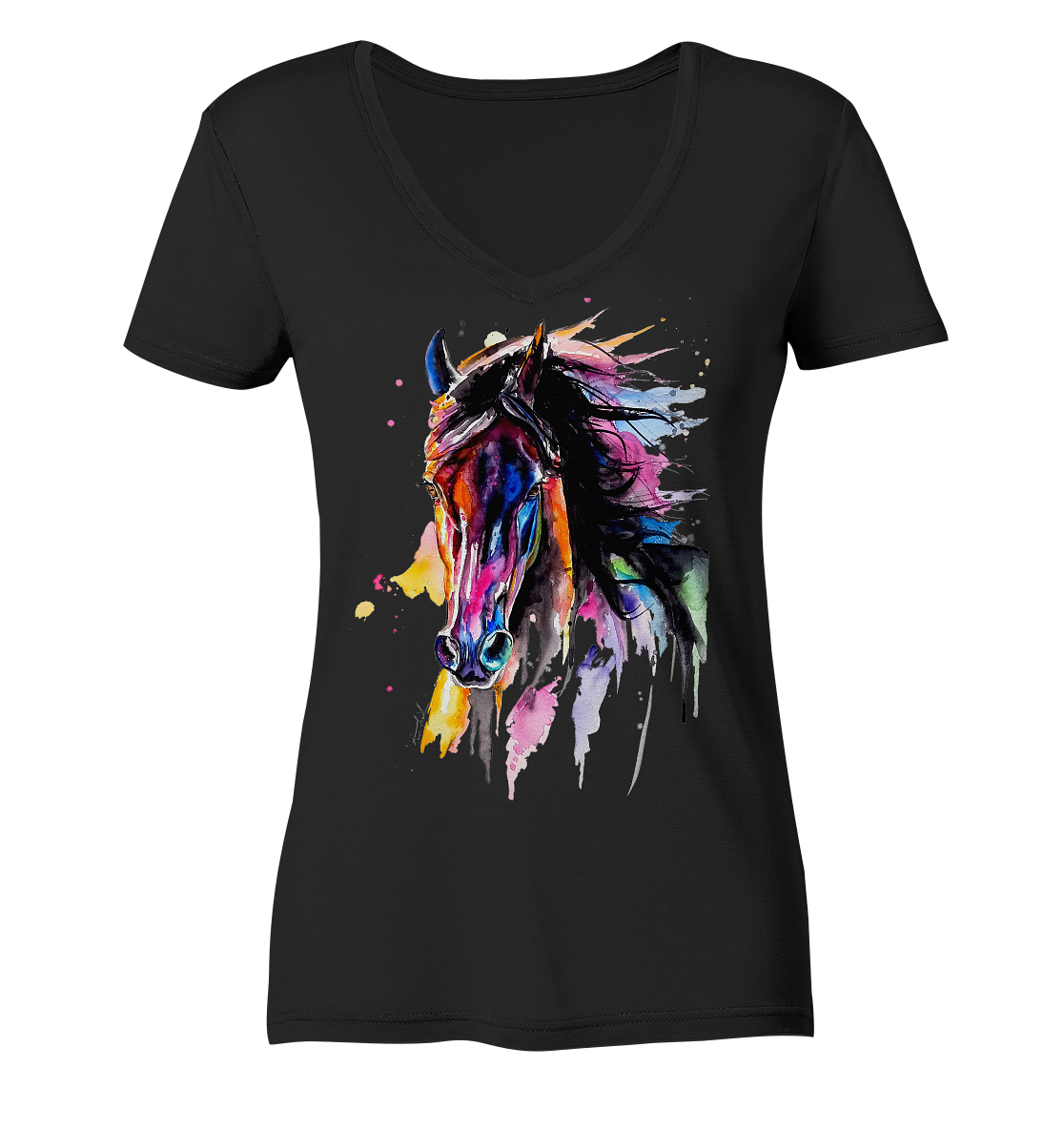 Schwarzes Pferd - Ladies V-Neck Shirt