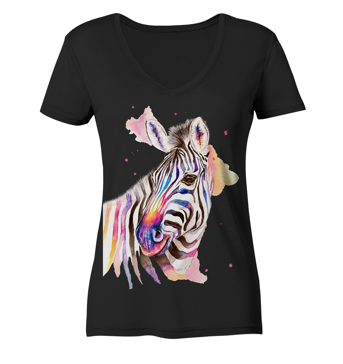 Buntes Zebra - Ladies V-Neck Shirt