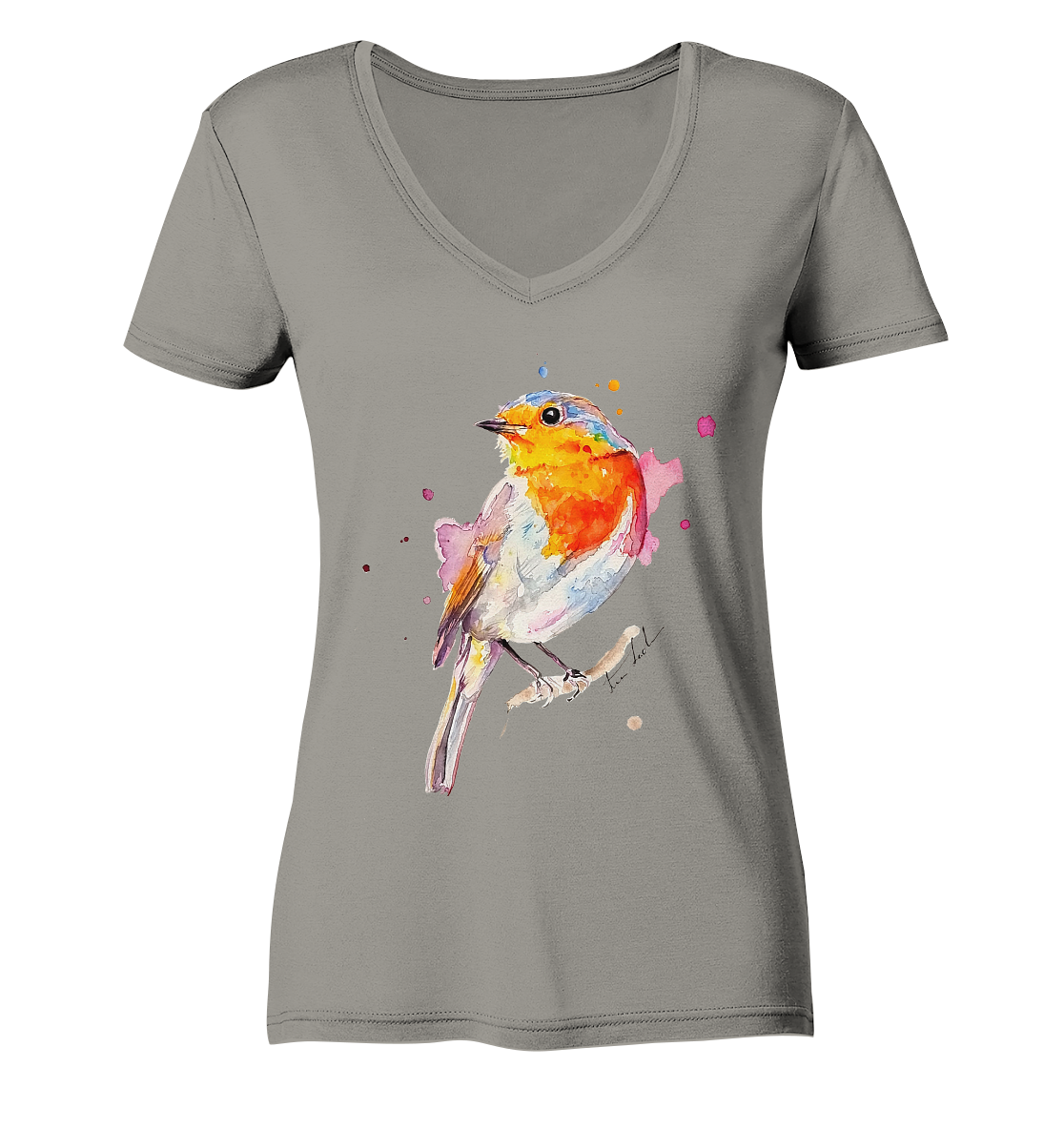 Buntes Rotkehlchen - Ladies V-Neck Shirt