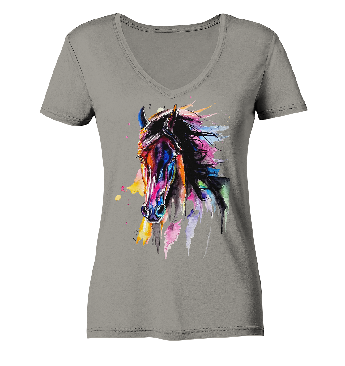 Schwarzes Pferd - Ladies V-Neck Shirt