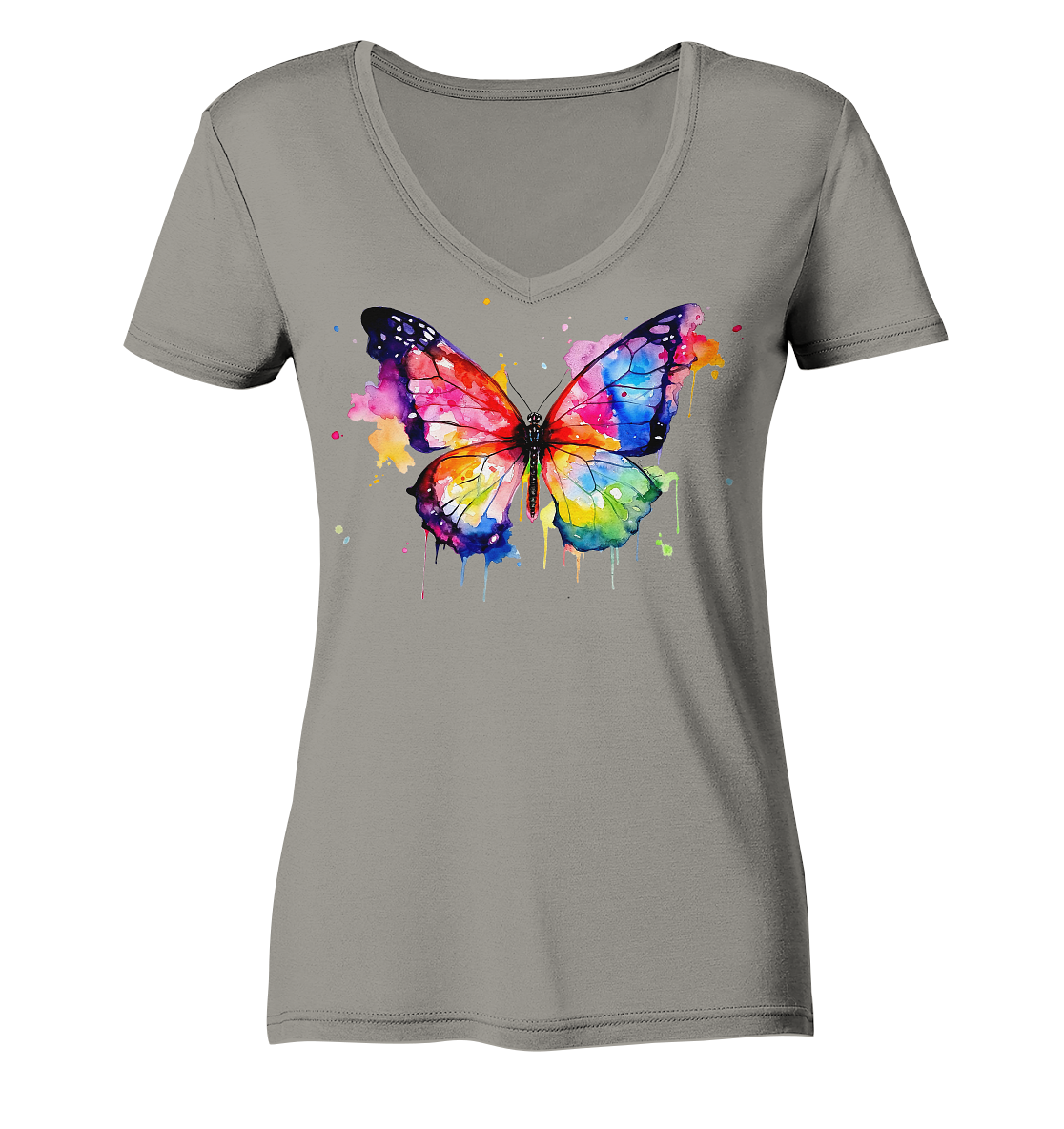 Motiv farbenfroher Schmetterling - Ladies V-Neck Shirt