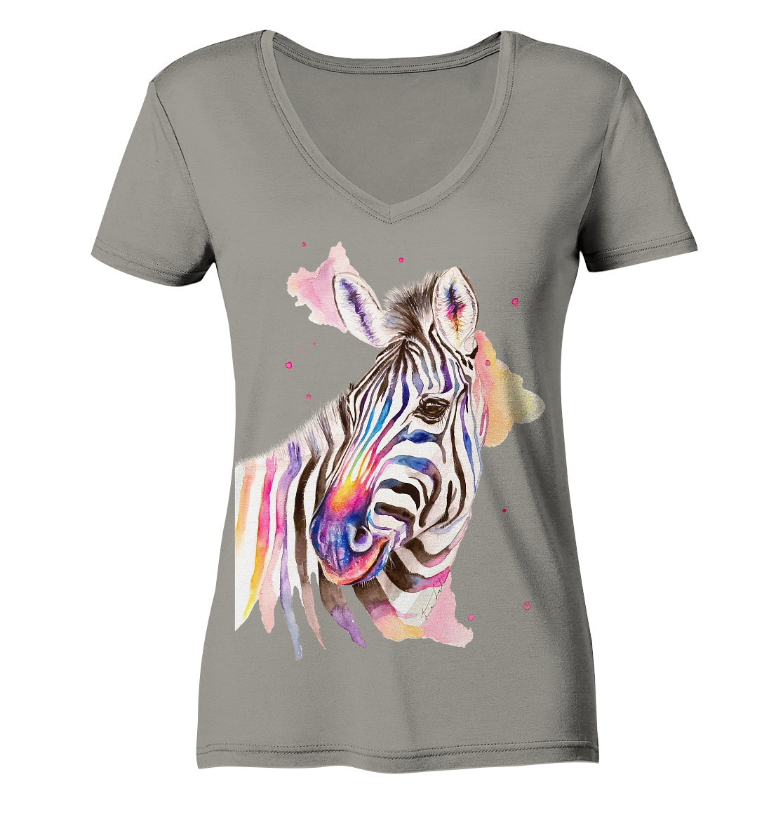 Buntes Zebra - Ladies V-Neck Shirt