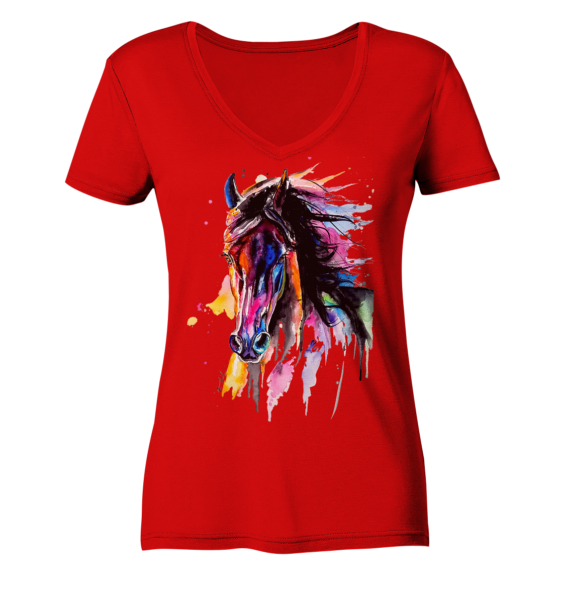 Schwarzes Pferd - Ladies V-Neck Shirt