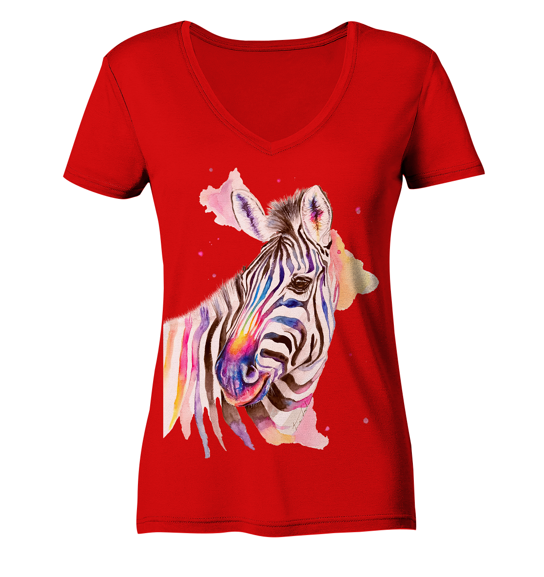 Buntes Zebra - Ladies V-Neck Shirt