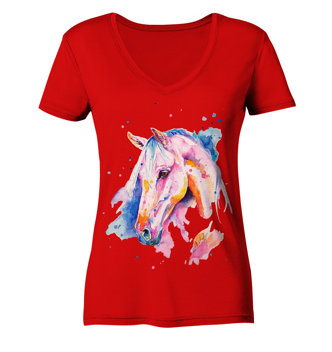 Buntes Pferd - Ladies V-Neck Shirt