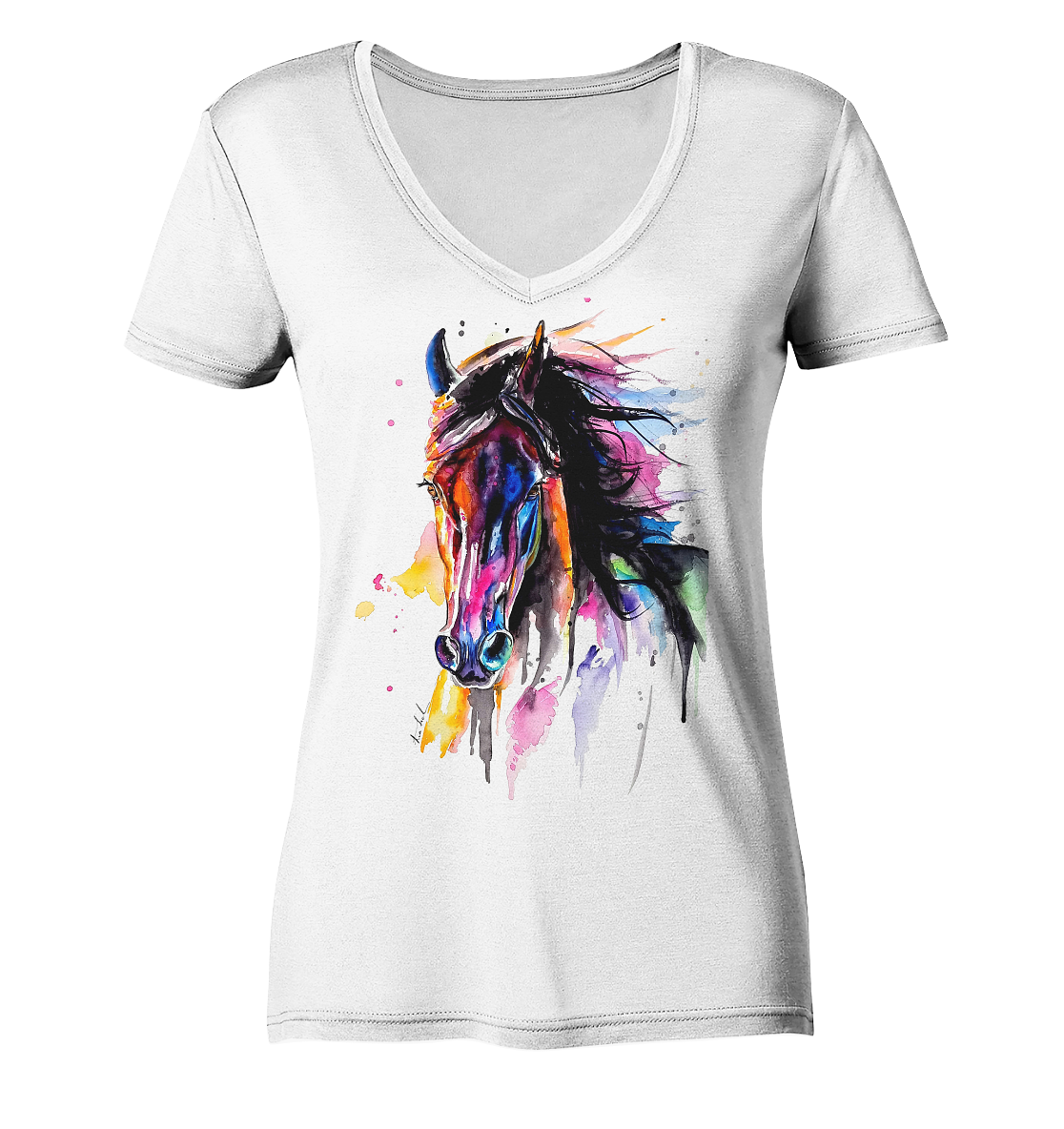 Schwarzes Pferd - Ladies V-Neck Shirt