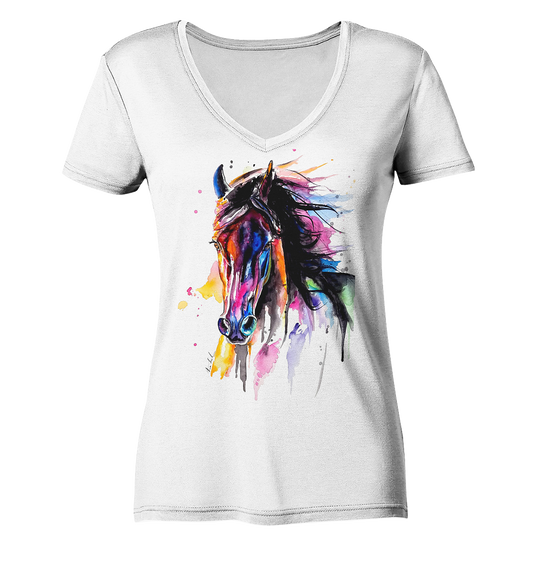 Schwarzes Pferd - Ladies V-Neck Shirt