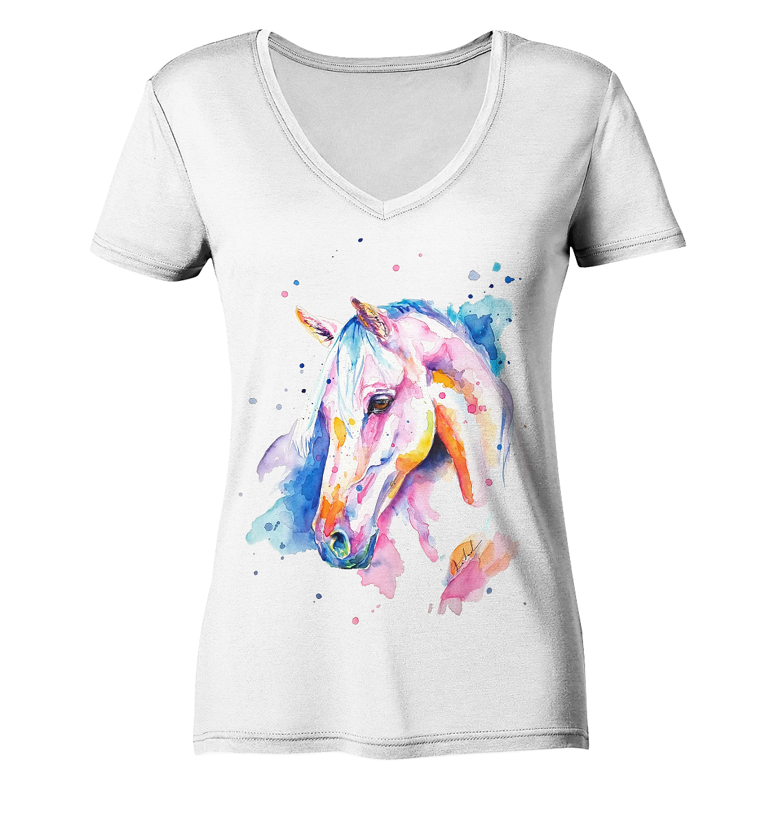 Buntes Pferd - Ladies V-Neck Shirt