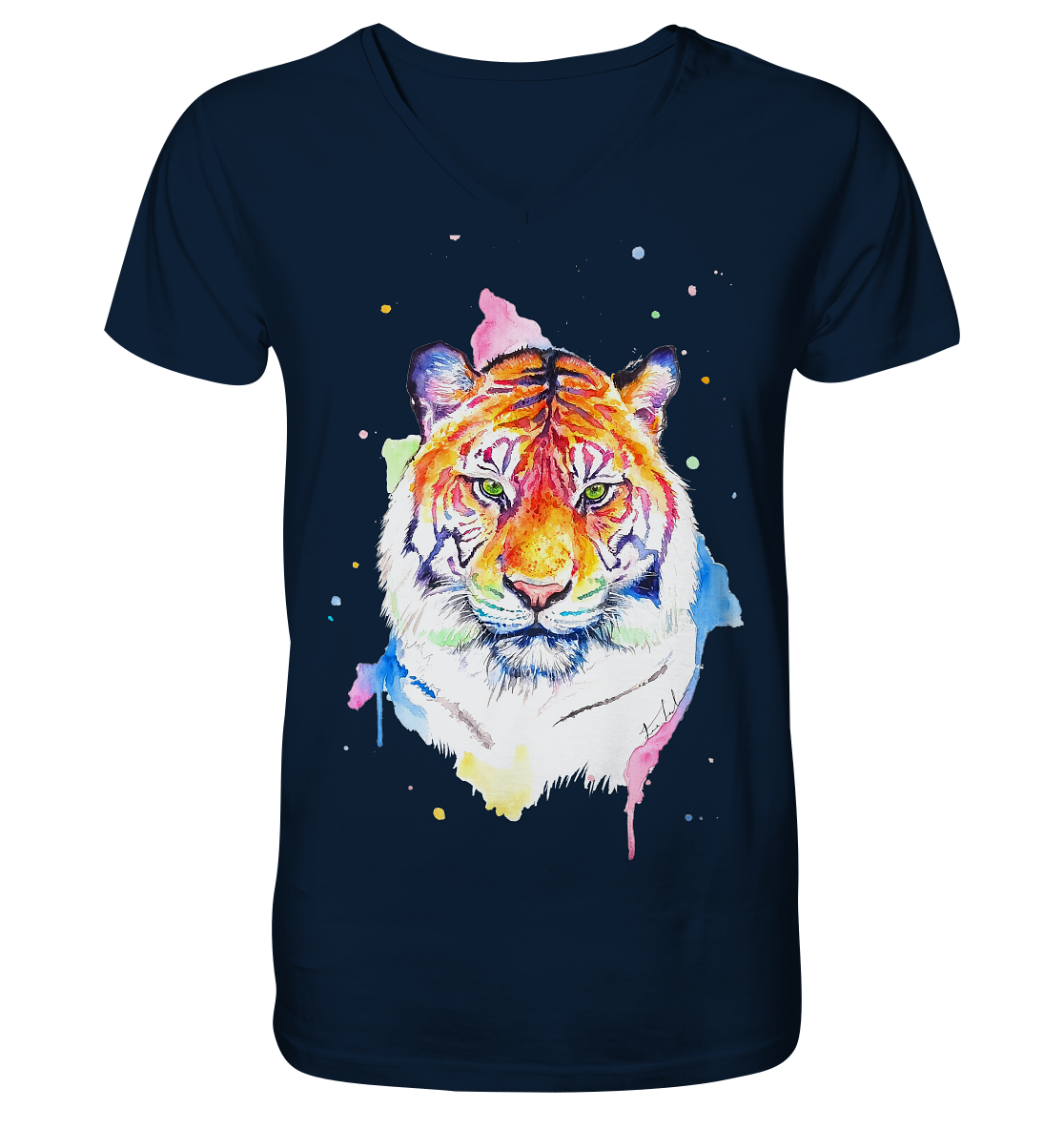 Bunter Tiger - Mens Organic V-Neck Shirt