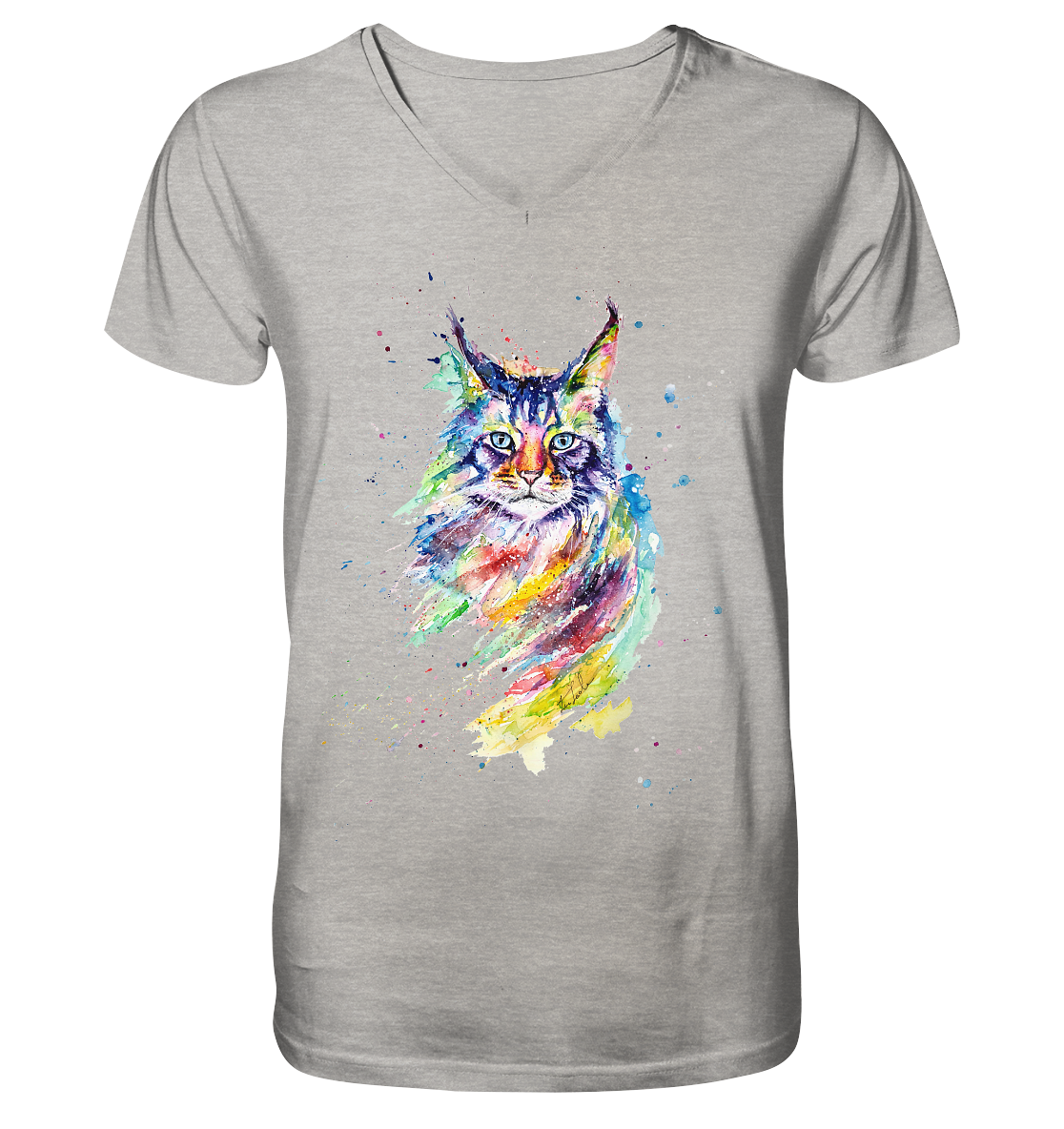 Bunte Katze - Mens Organic V-Neck Shirt