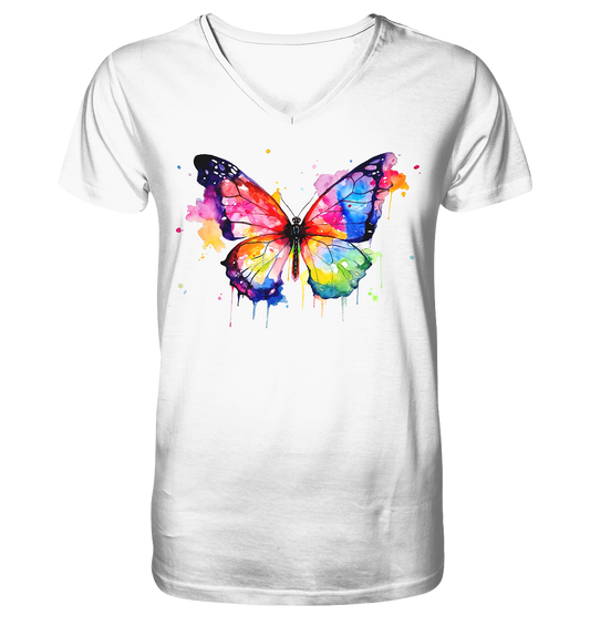 Motiv farbenfroher Schmetterling - Mens Organic V-Neck Shirt