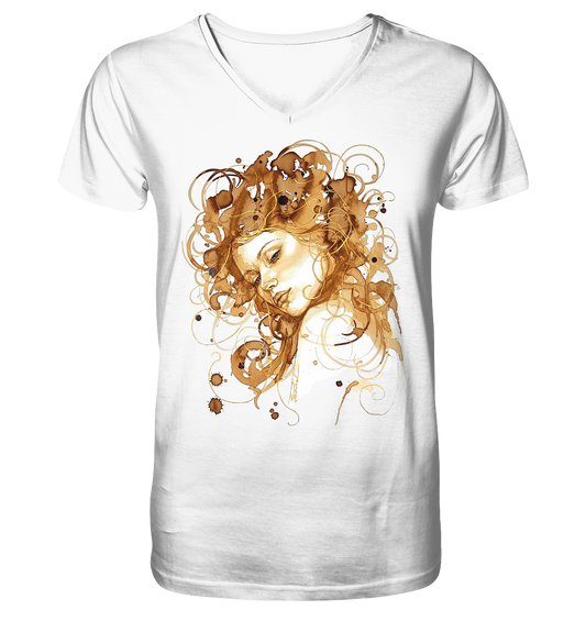 Kaffeemotiv Portrait mit goldenen Haaren - Mens Organic V-Neck Shirt