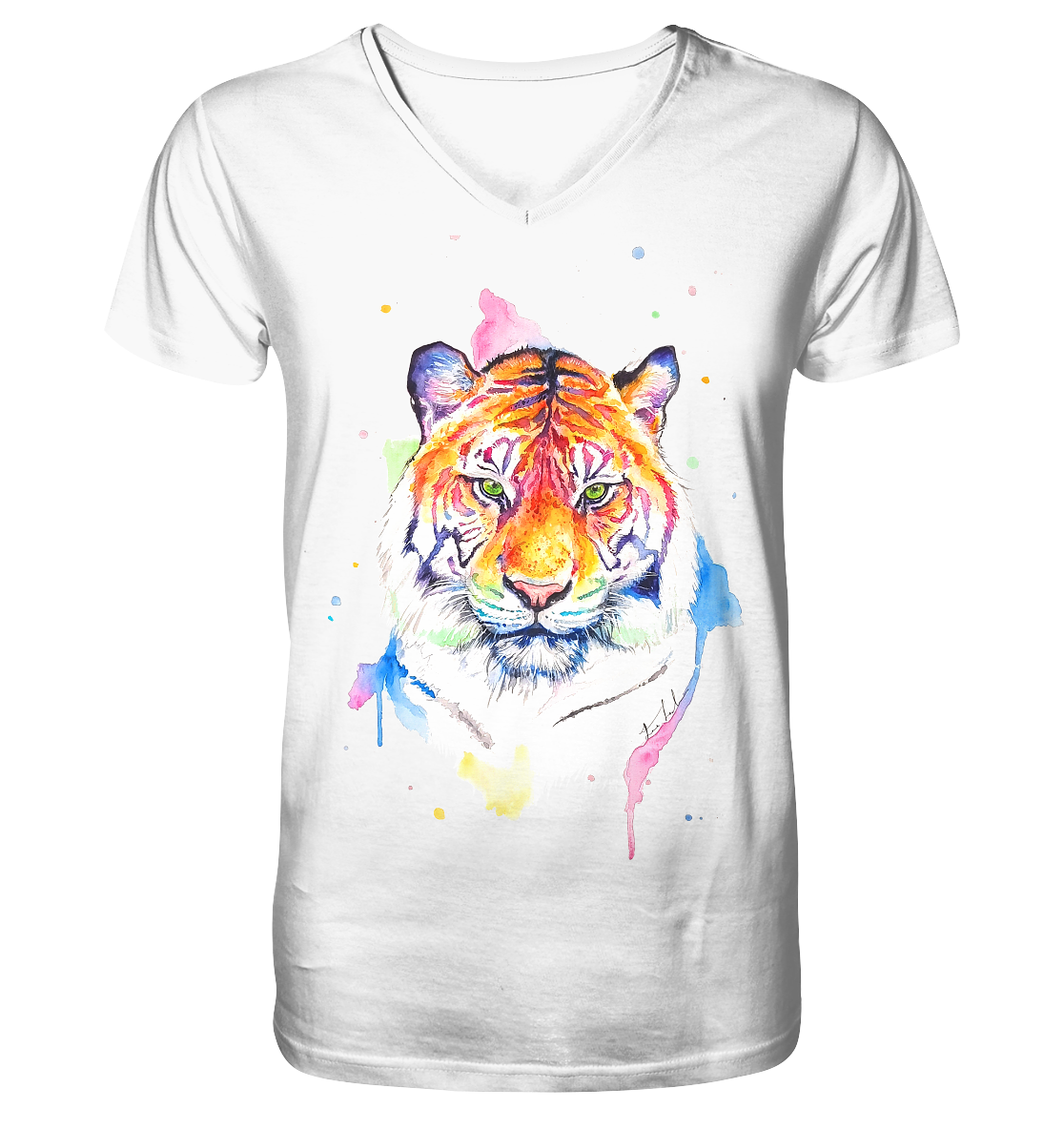 Bunter Tiger - Mens Organic V-Neck Shirt