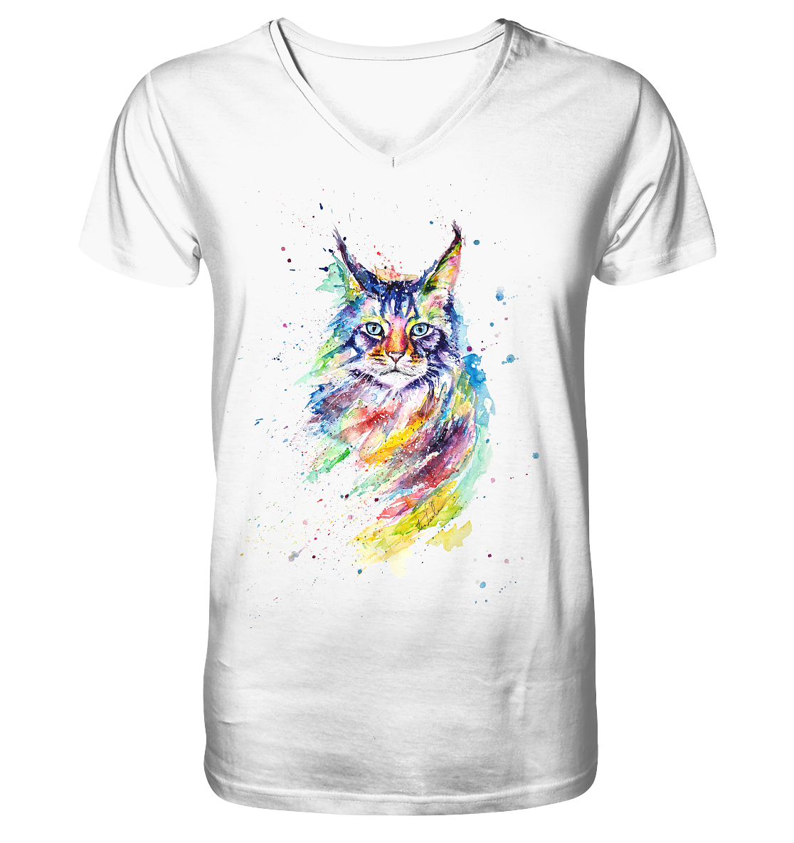 Bunte Katze - Mens Organic V-Neck Shirt