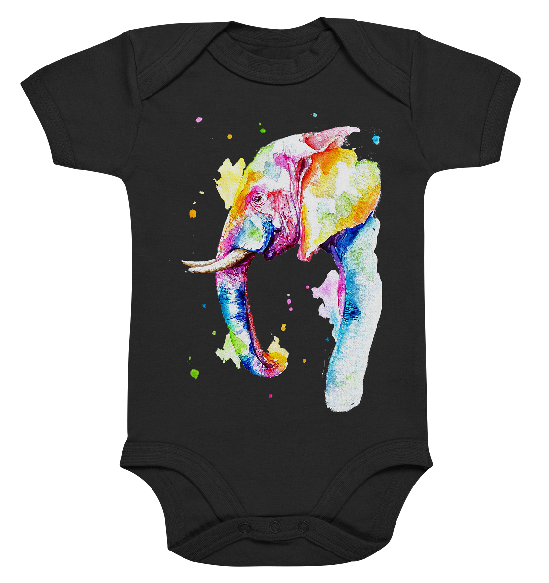 Bunter Elefant - Organic Baby Bodysuite