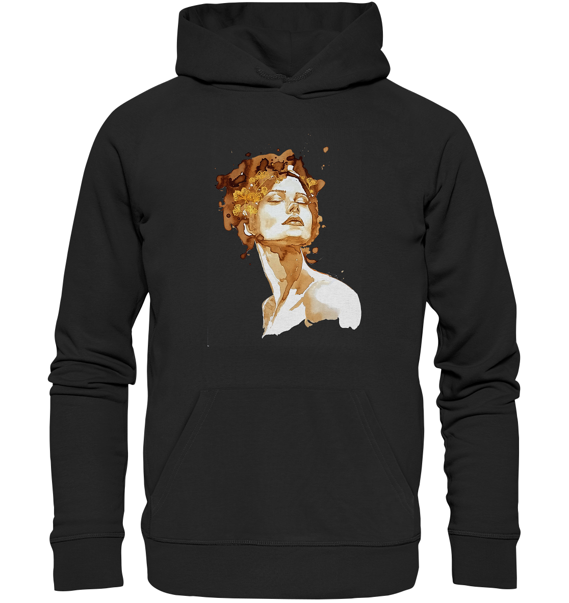 Kaffeemotiv Portrait mit Ginko - Organic Basic Hoodie