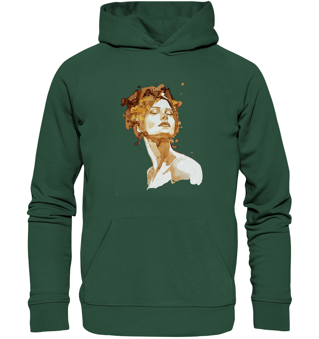 Kaffeemotiv Portrait mit Ginko - Organic Basic Hoodie