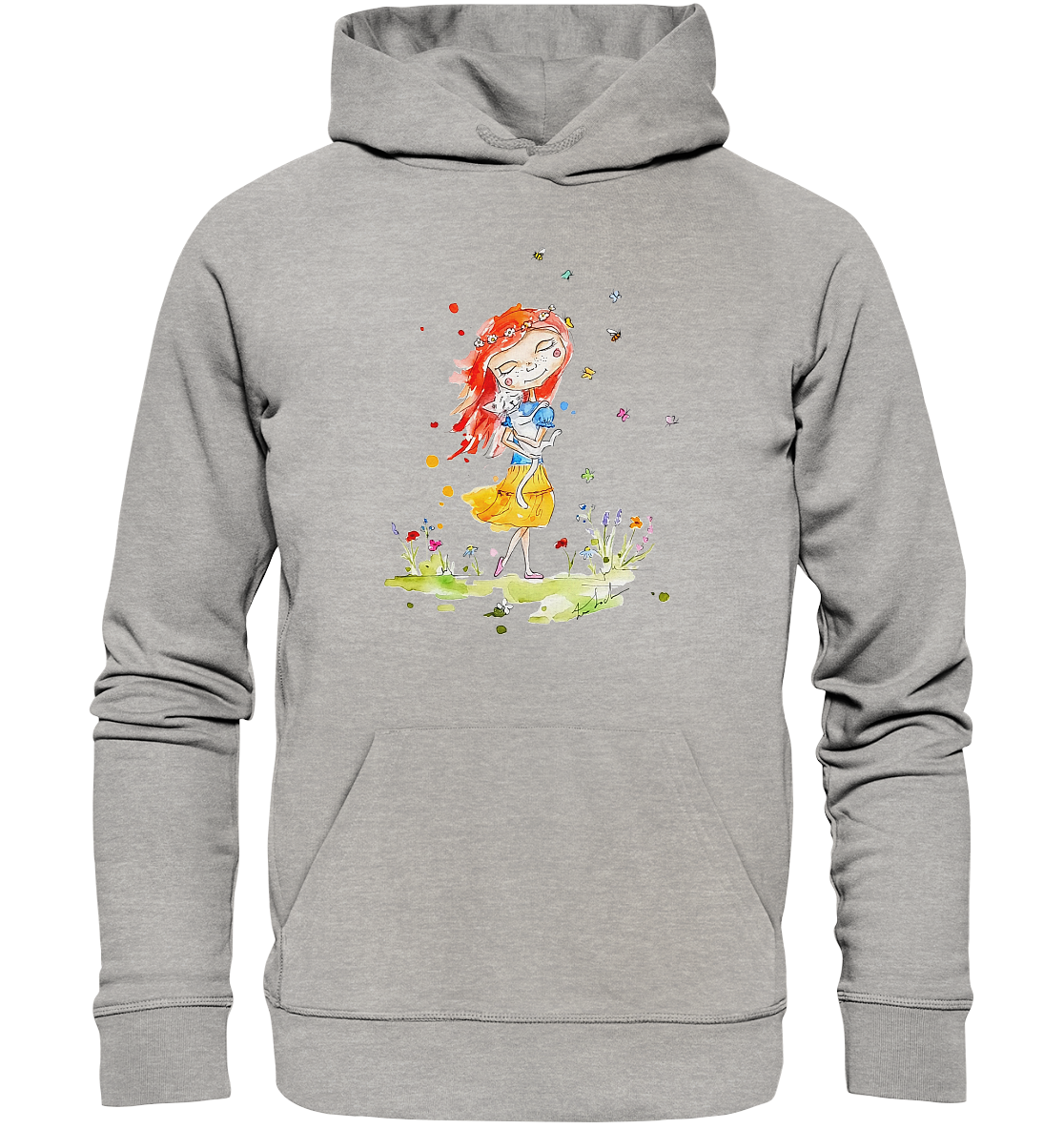 Sommerliches Mädchen mit Katze - Organic Basic Hoodie