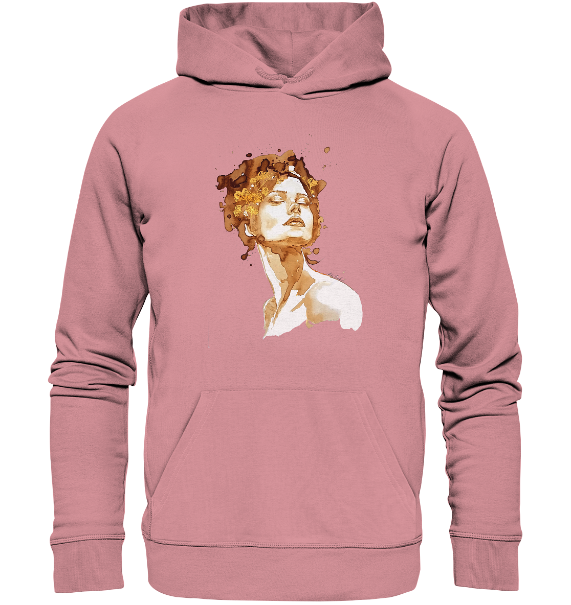 Kaffeemotiv Portrait mit Ginko - Organic Basic Hoodie