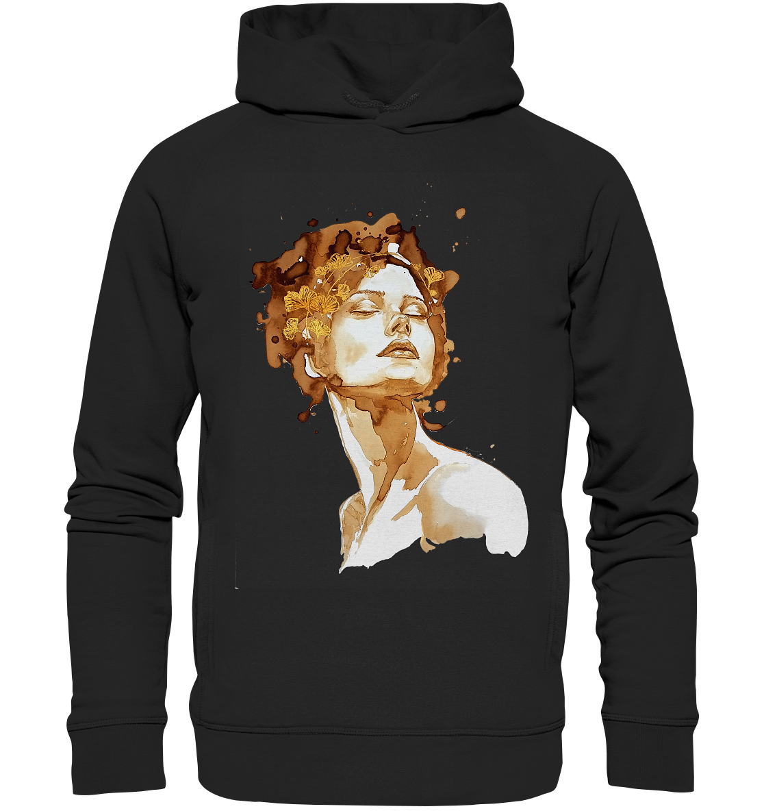 Kaffeemotiv Portrait mit Ginko - Organic Fashion Hoodie