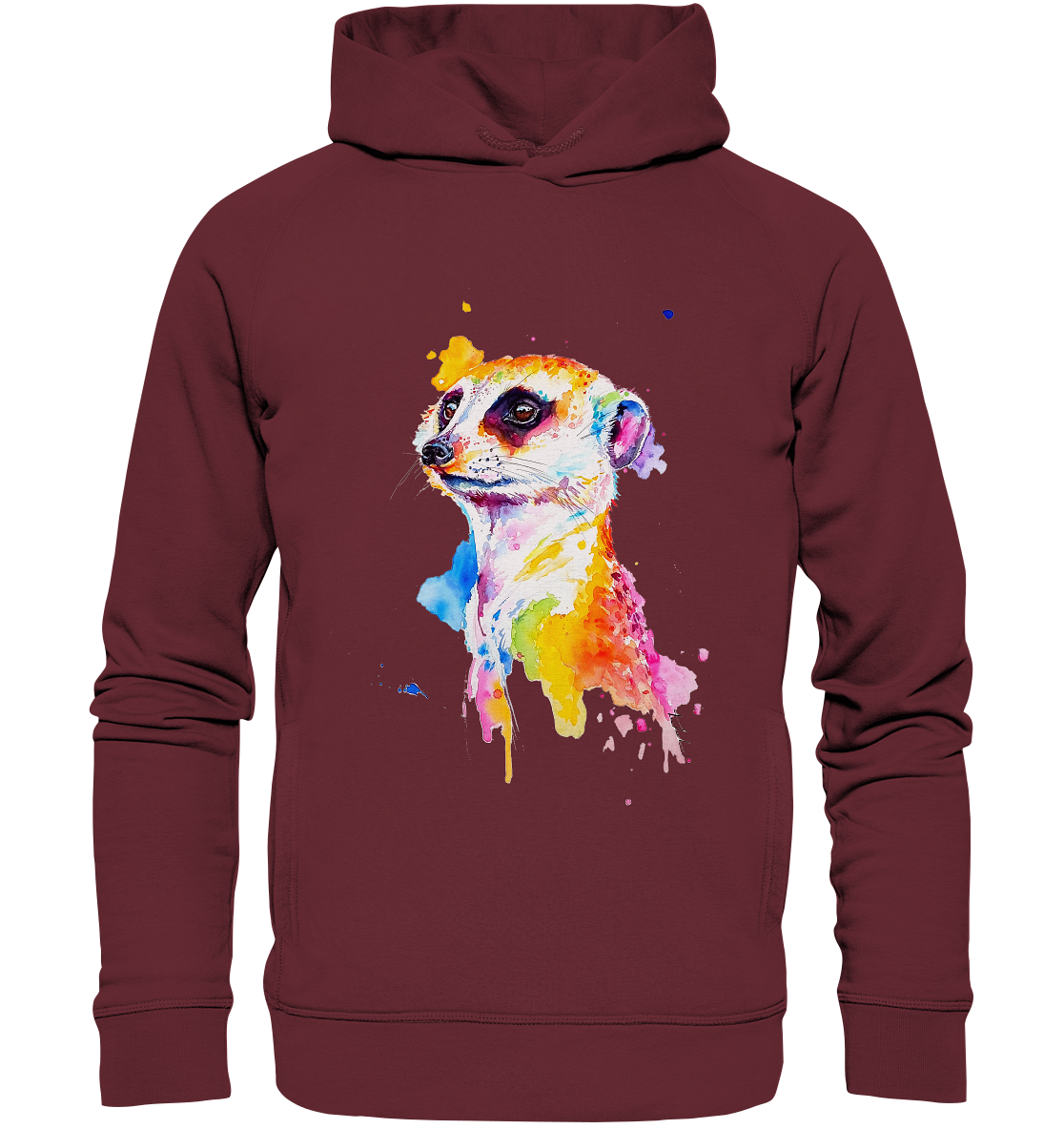 Motiv farbenfrohes Erdmännchen - Organic Fashion Hoodie