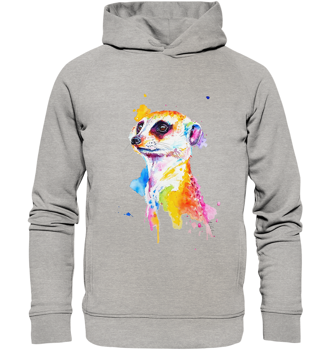 Motiv farbenfrohes Erdmännchen - Organic Fashion Hoodie