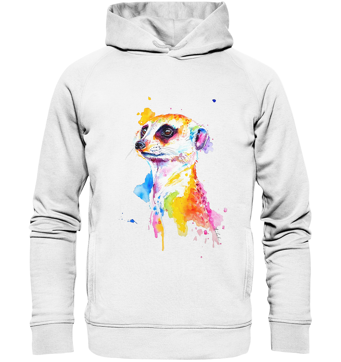 Motiv farbenfrohes Erdmännchen - Organic Fashion Hoodie