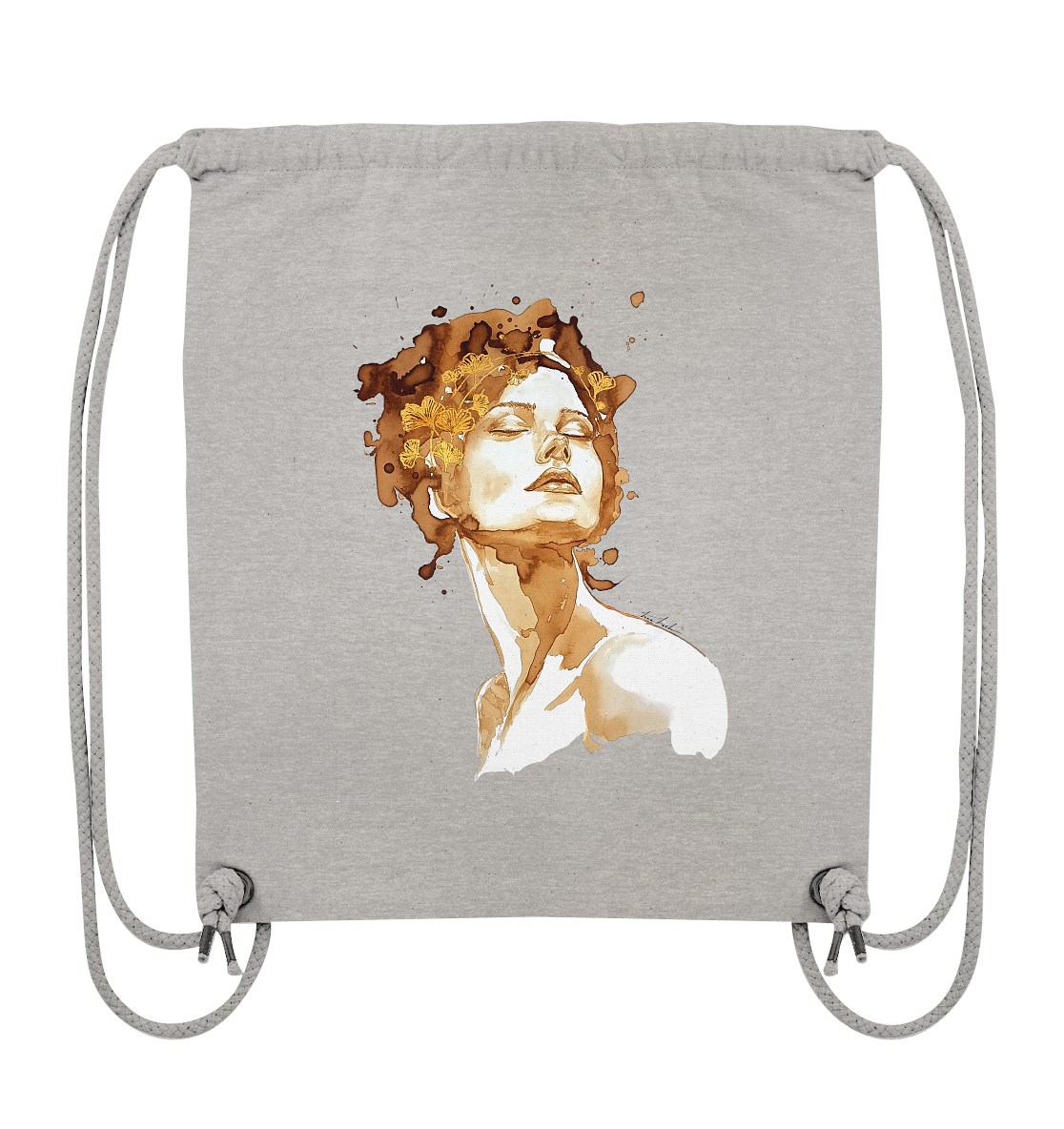 Kaffeemotiv Portrait mit Ginko - Organic Gym-Bag