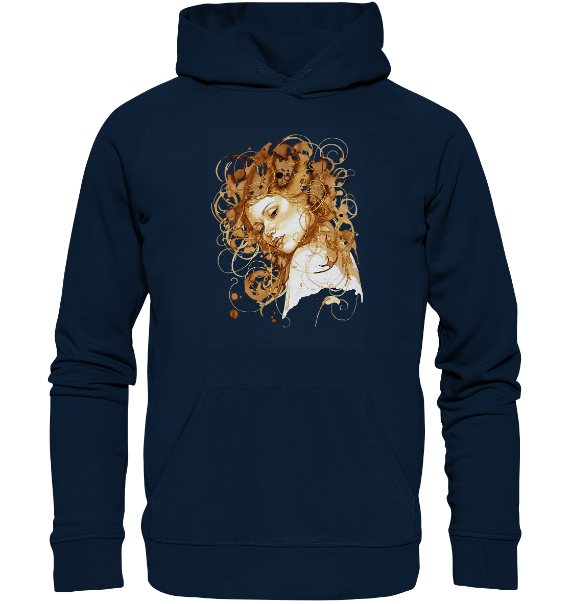 Kaffeemotiv Portrait mit goldenen Haaren - Organic Hoodie