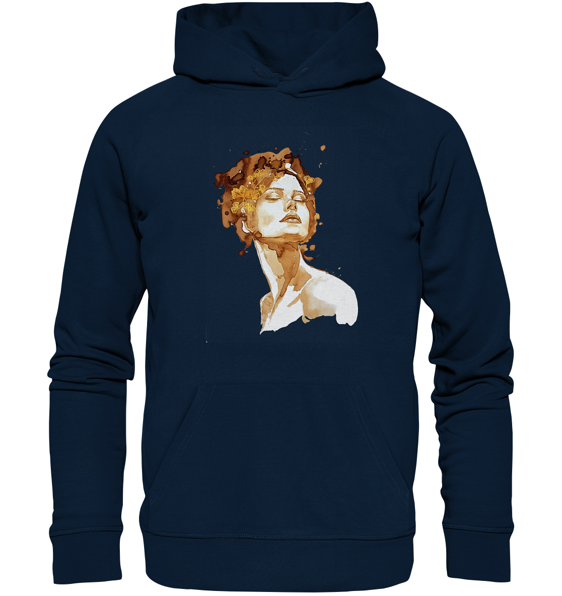 Kaffeemotiv Portrait mit Ginko - Organic Hoodie