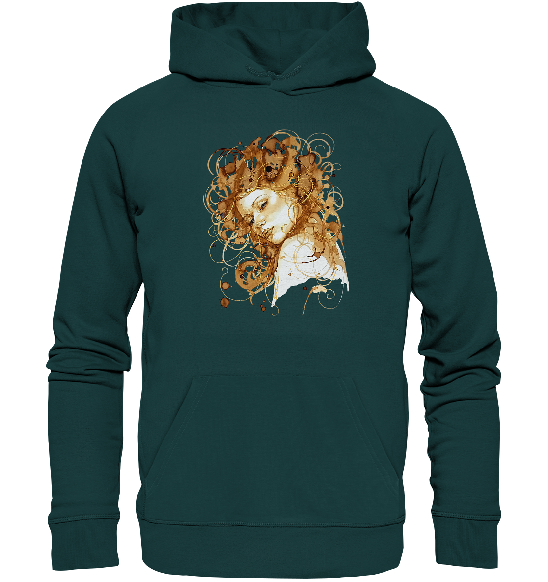 Kaffeemotiv Portrait mit goldenen Haaren - Organic Hoodie