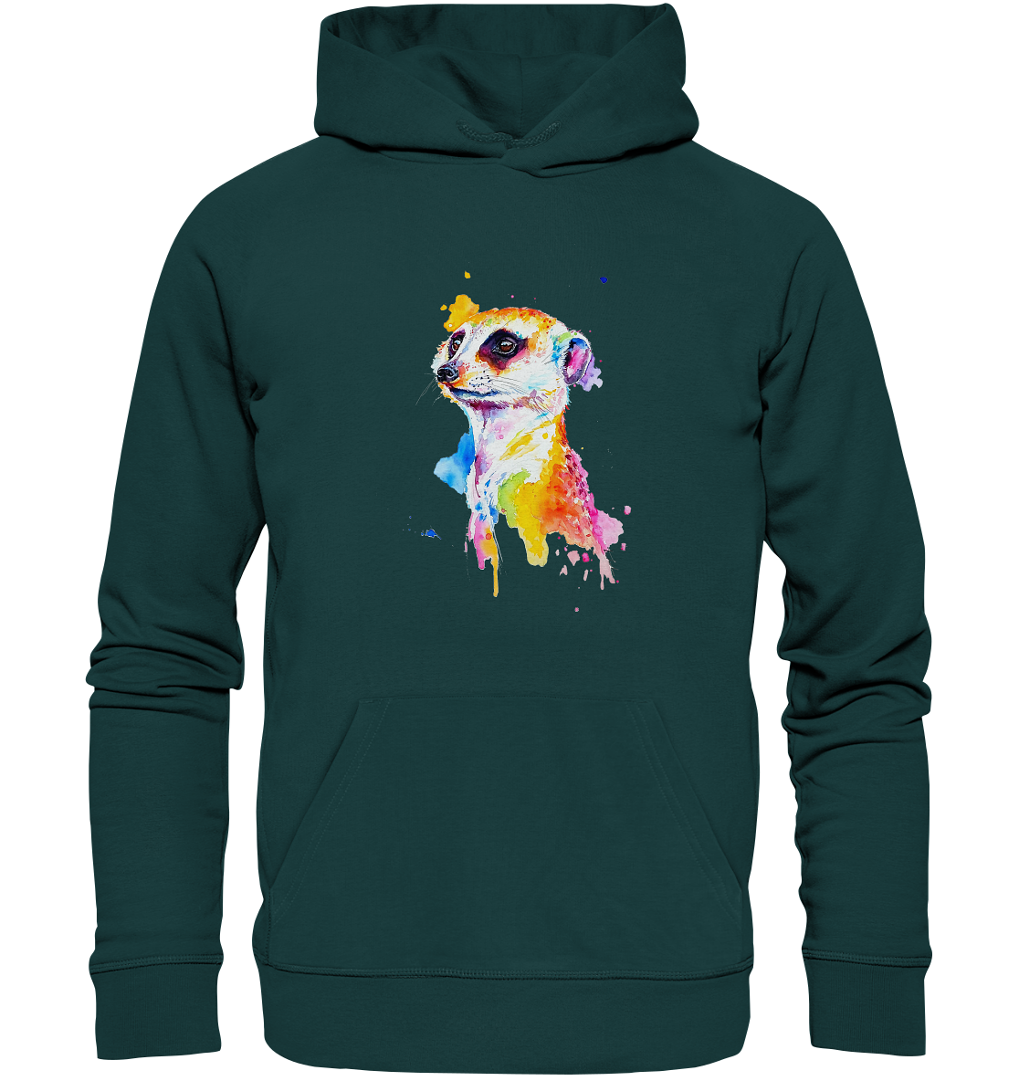 Motiv farbenfrohes Erdmännchen - Organic Hoodie