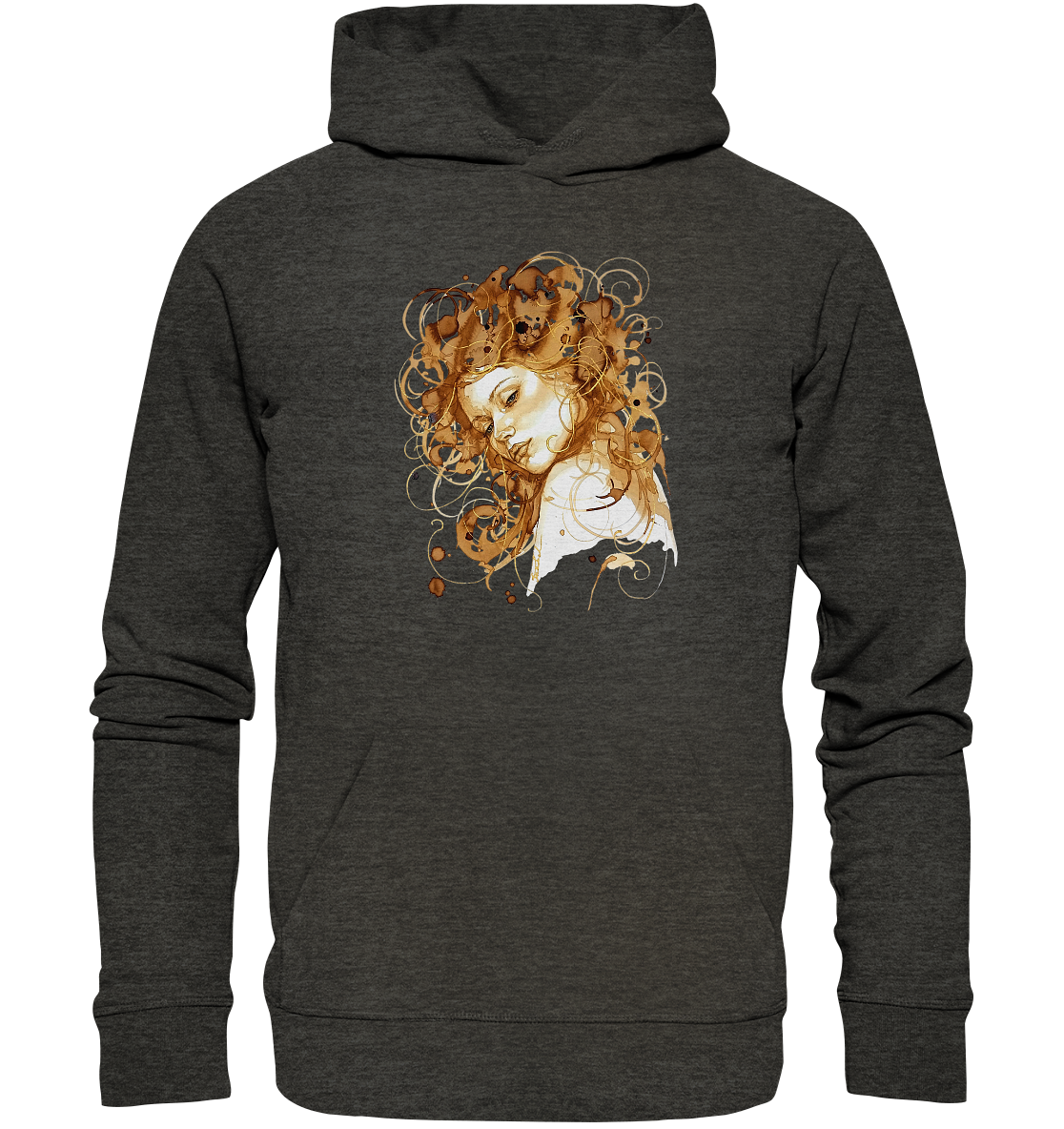 Kaffeemotiv Portrait mit goldenen Haaren - Organic Hoodie