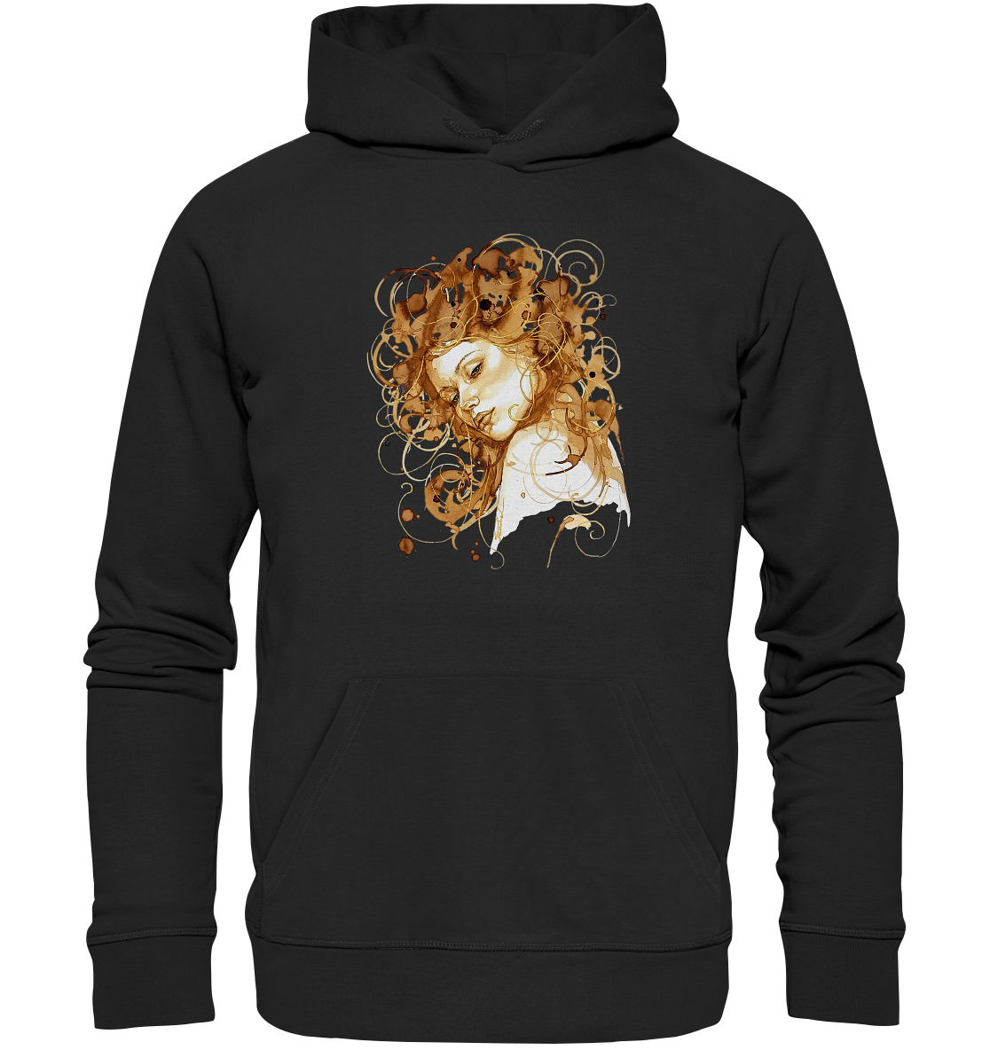 Kaffeemotiv Portrait mit goldenen Haaren - Organic Hoodie