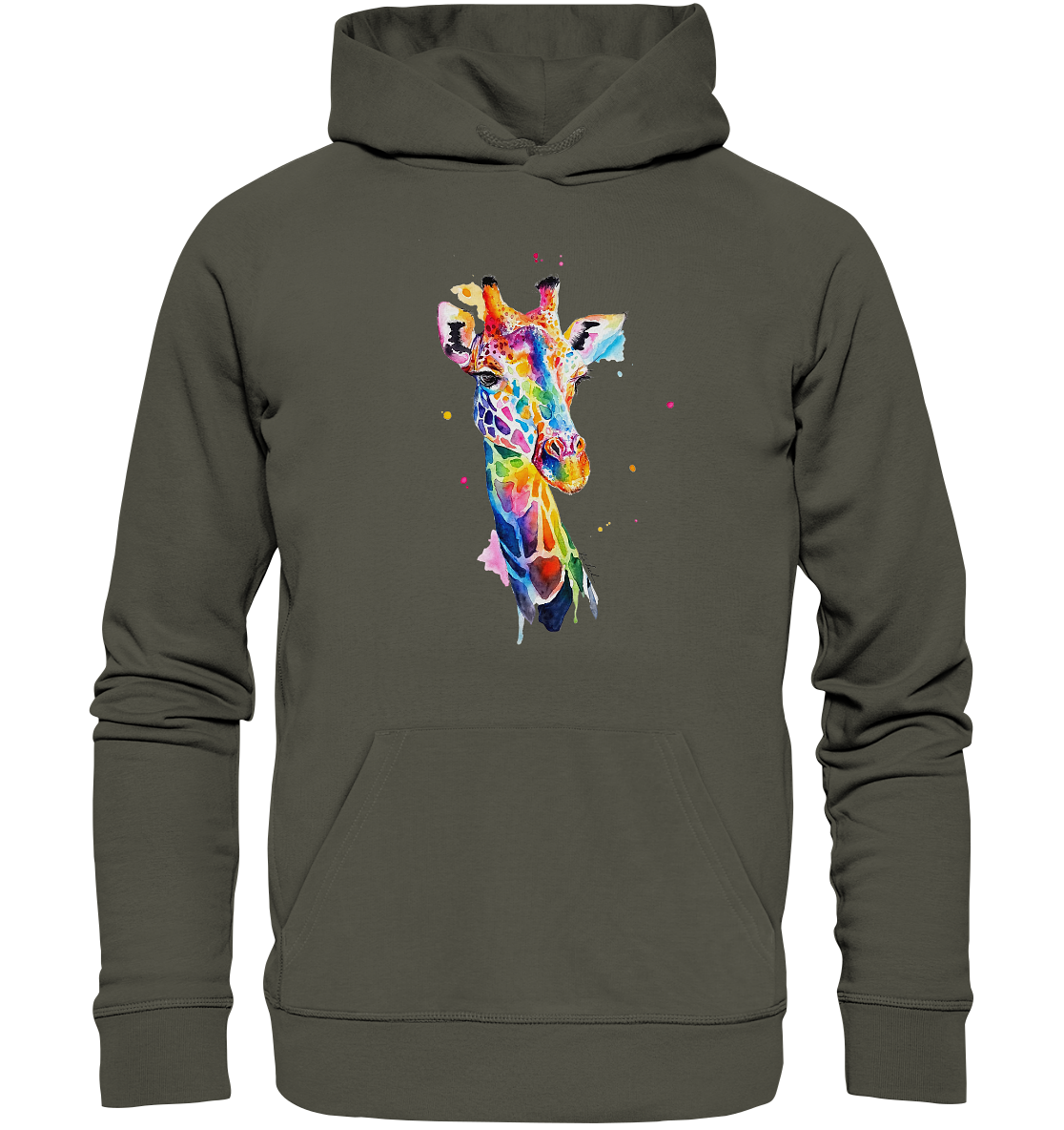 Motiv farbenfrohe Giraffe - Organic Hoodie